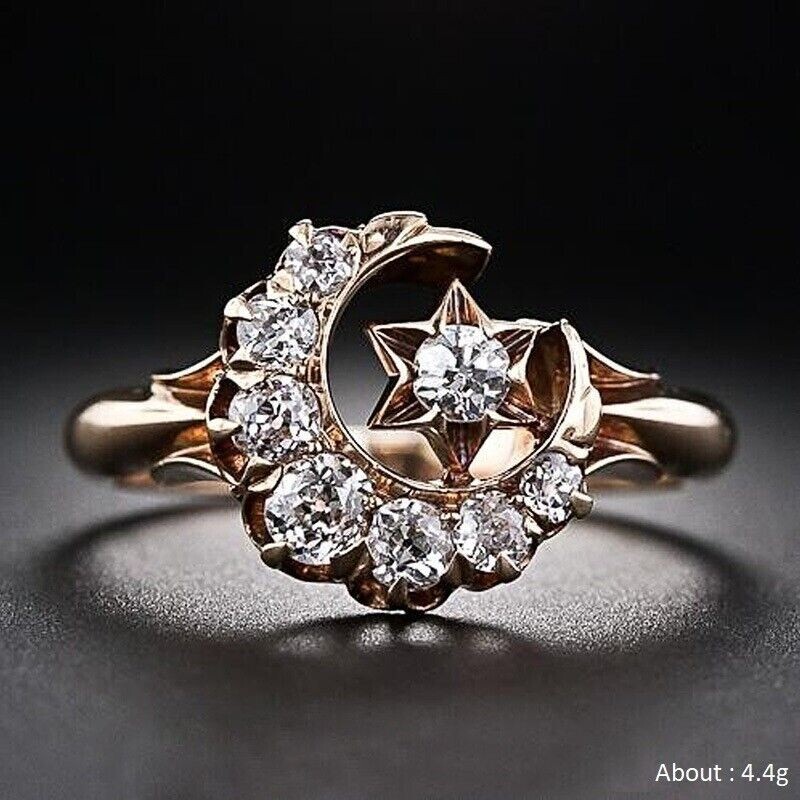 Iconic Retro Vintage Style Ring 2 Ct CZ Ladies Anniversary Ring 14K Gold Plated