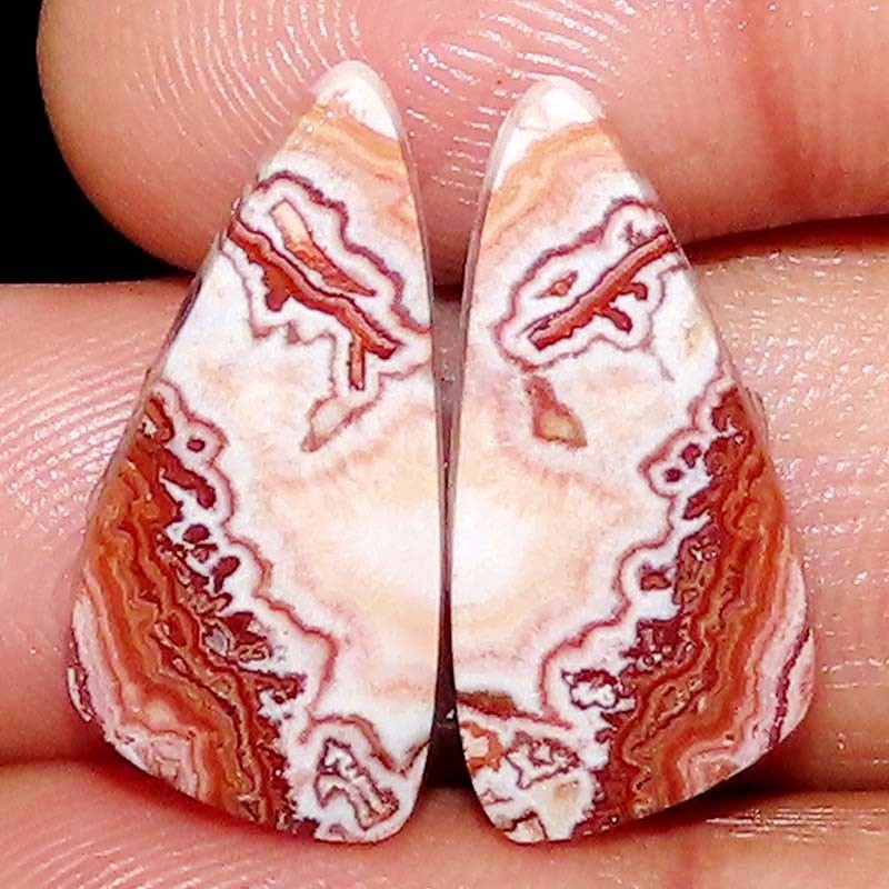 100% Natural rosetta jasper Pair Cabochon 24.75CT 12X26X4mm Fancy Shape Gemstone