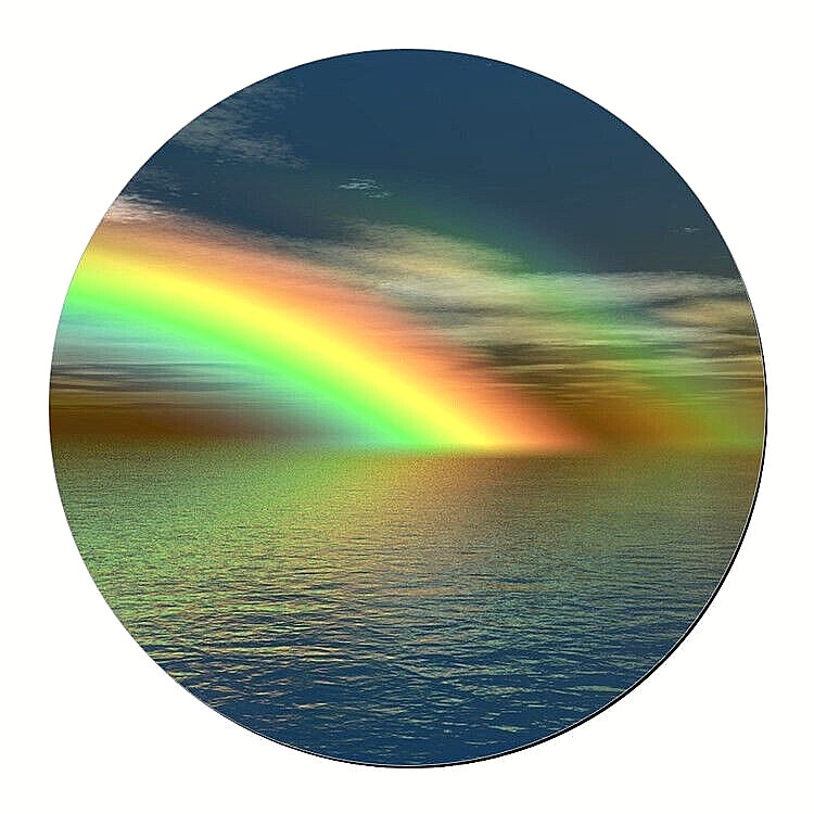 WATER NATURE RAINBOW COLORFUL Large Pendant Charm GERMAN Silver 20″ Necklace