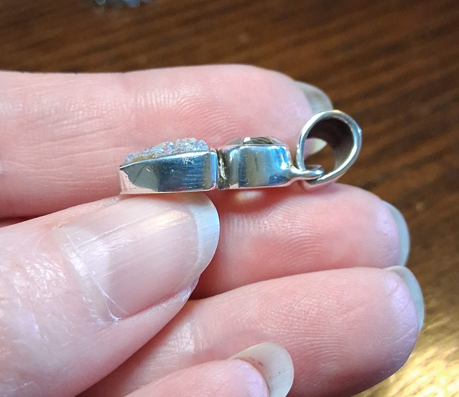 Starborn Sterling Topaz & Rainbow/AB Druzy Pendant 4.3g See Pics/Description