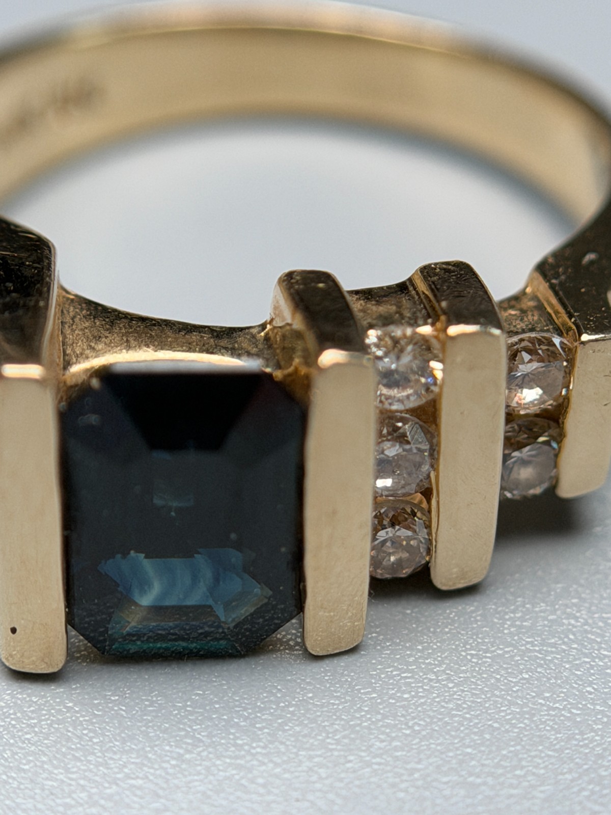 Women’s Effy 14K Yellow Gold Blue Sapphire & Diamond Ring Size 7