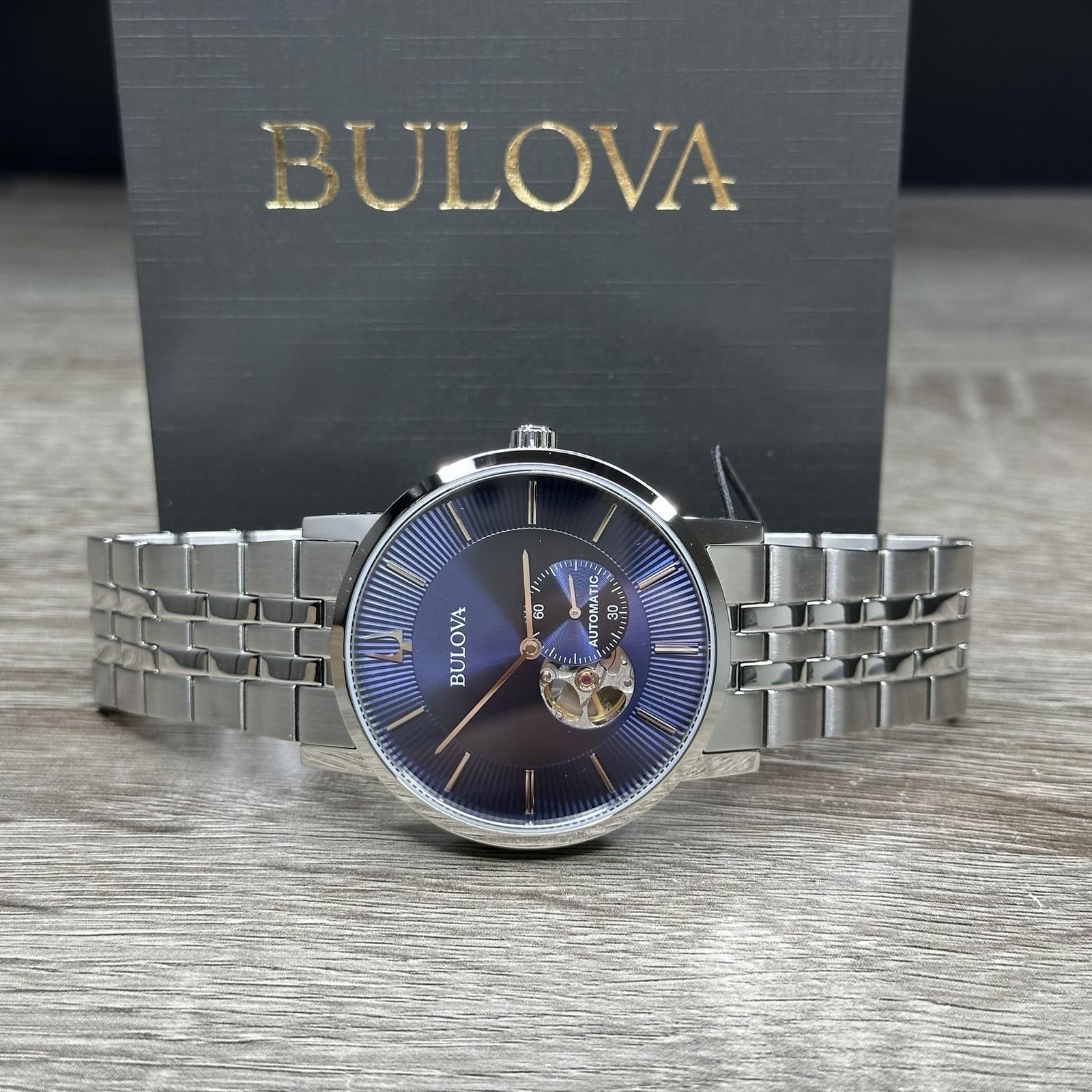 NEW✅AUTOMATIC✅ Bulova American Clipper Blue Dial Steel Men’s Watch 96A247 $450