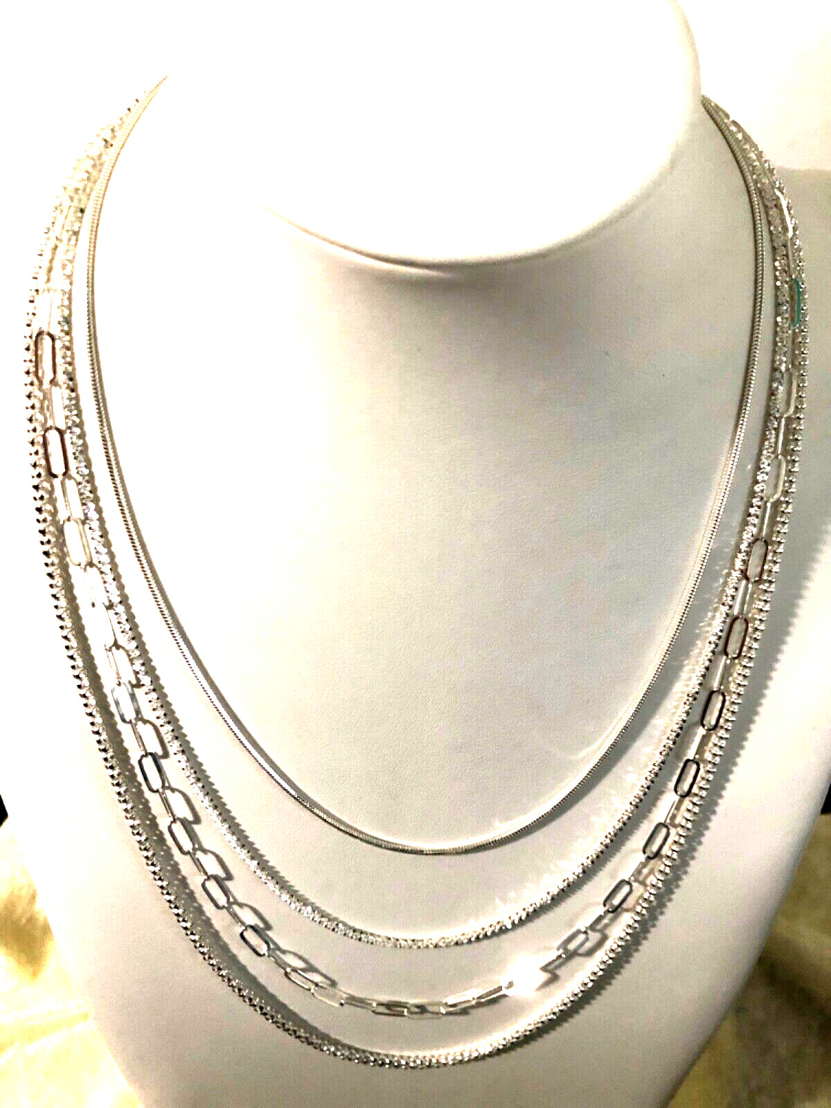 ULTRA FINE 950 SILVER INTERCHANGEABLE MULTI-CHAIN NECKLACE SS OR 18K PLTD (M4664