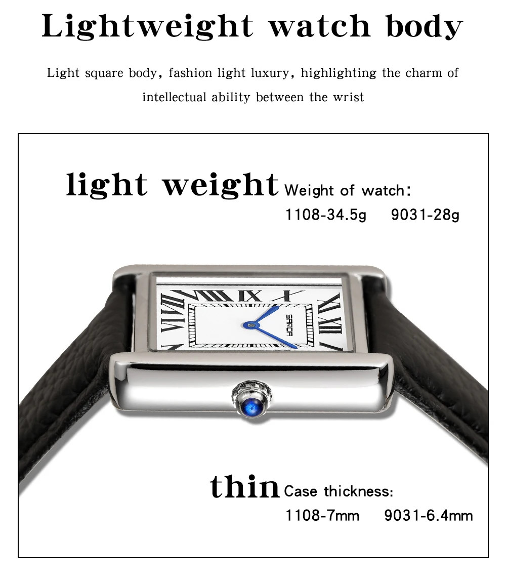 Fashion Roman Time scale 1108 Rectangular Couple Frank Watch Silver Luxur