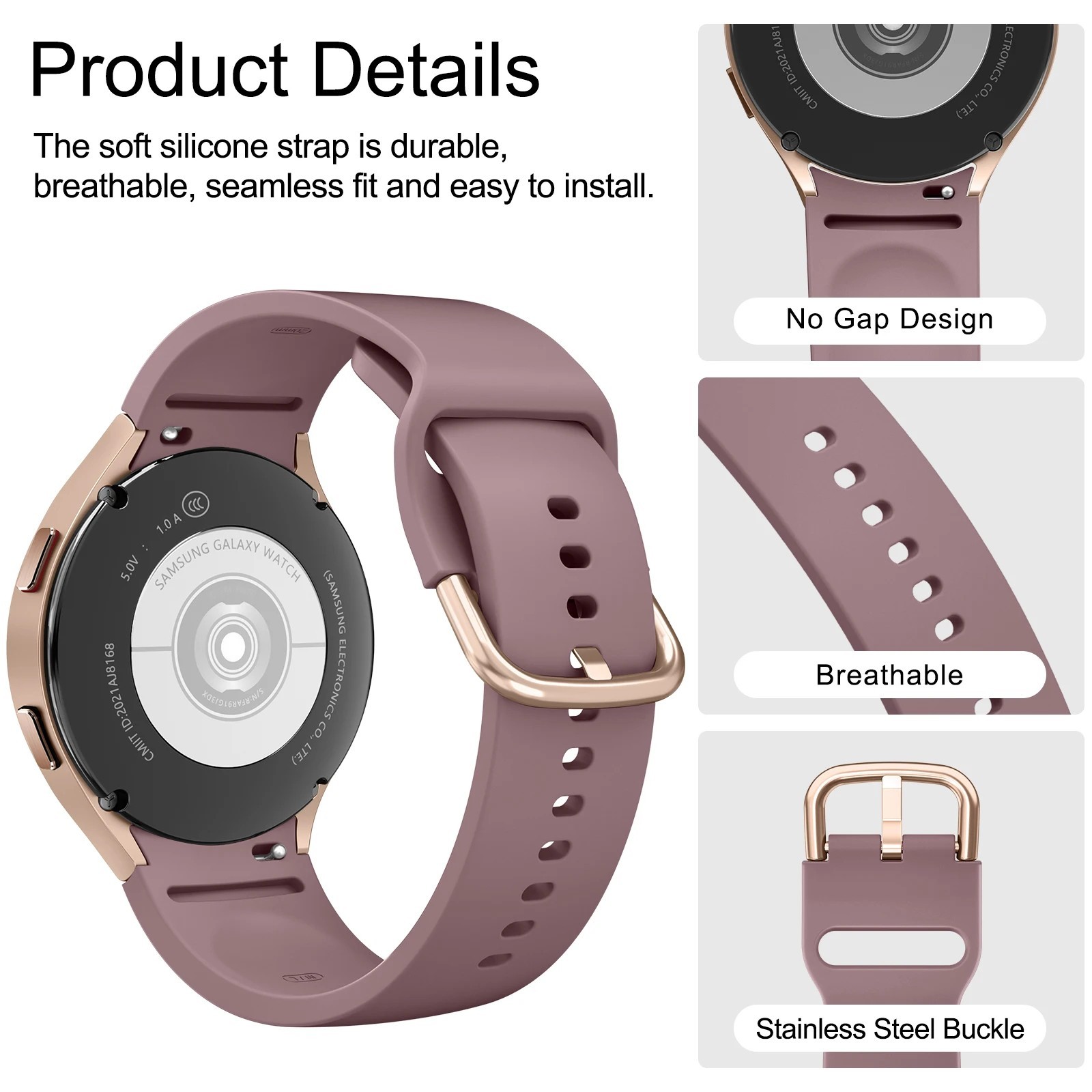 For Samsung Galaxy Watch Silicone Band 4 5 6 7 40/44/45mm Classic 42/43/46/47mm