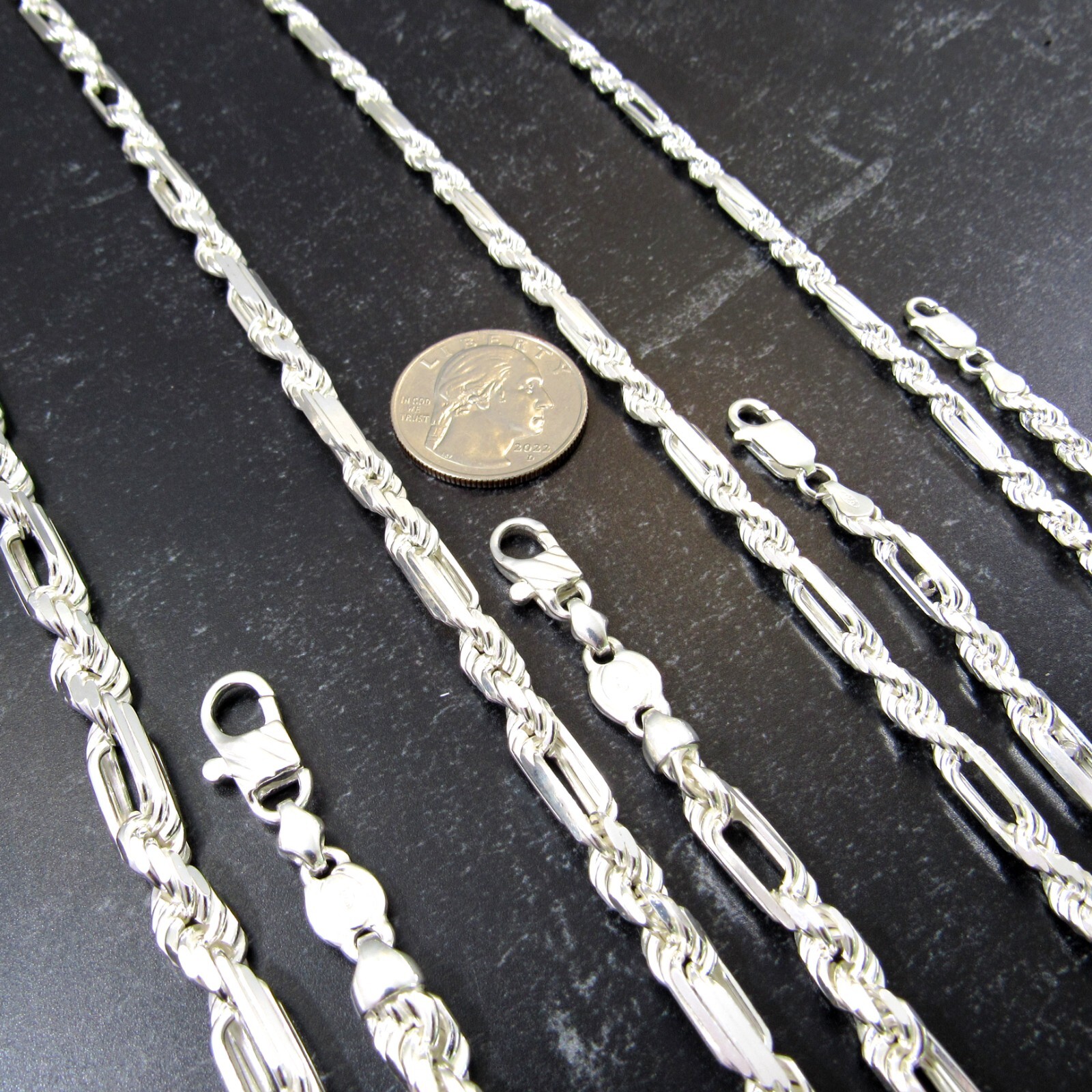 Solid 925 Sterling Silver Men’s Italian Figarope Chain Milano Necklace Bracelet