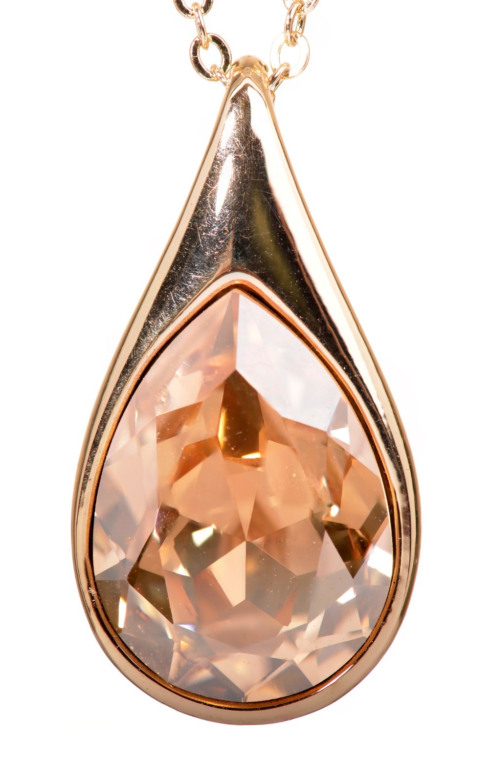 Crystals From Swarovski Teardrop Pendant Necklace Gold Plated Authentic 7335z