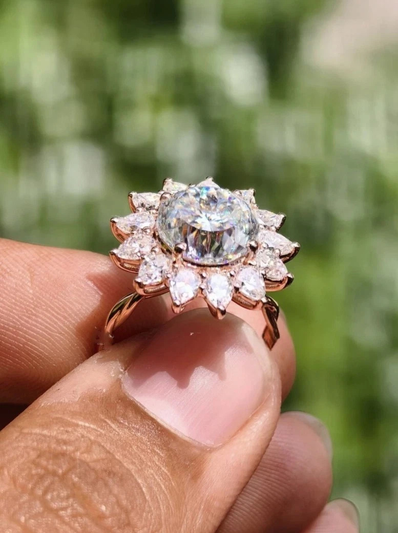 925 Silver, Amazing White Diamond Ring with Accents, 13.21 Ct Certified Treated