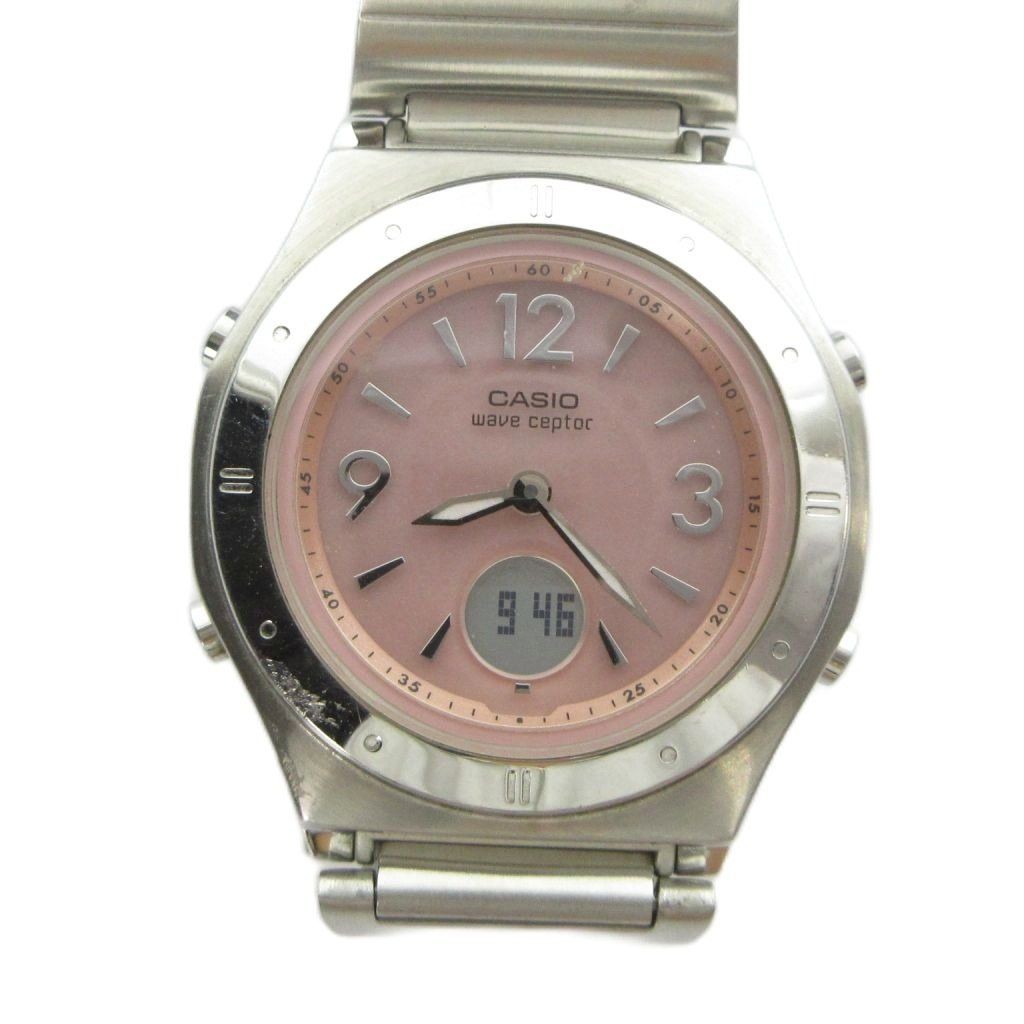 CASIO LWA M141 Wristwatch Watch Tough Solar with Calendar Pink Dial Silver Color