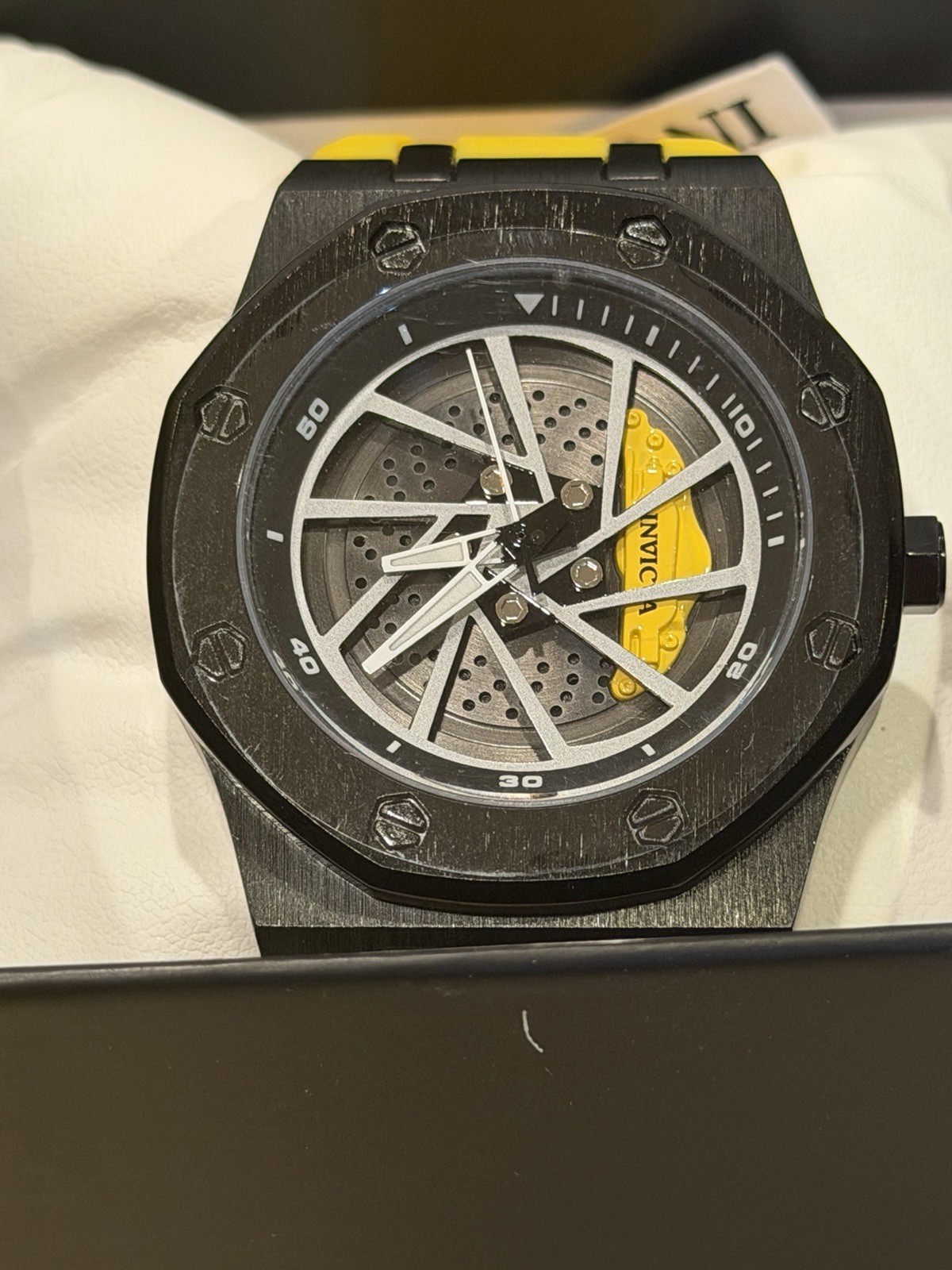 Invicta Speedway RIM Men’s 42mm Watch Yellow Black Racing Brake Caliper 69493