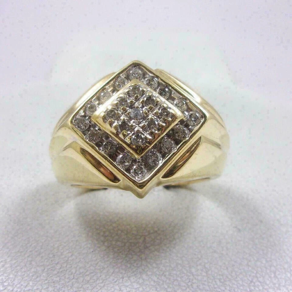 Men’s 1.50Ct Round Lab Created Diamond Engagement Ring 14k Yellow Gold Plated