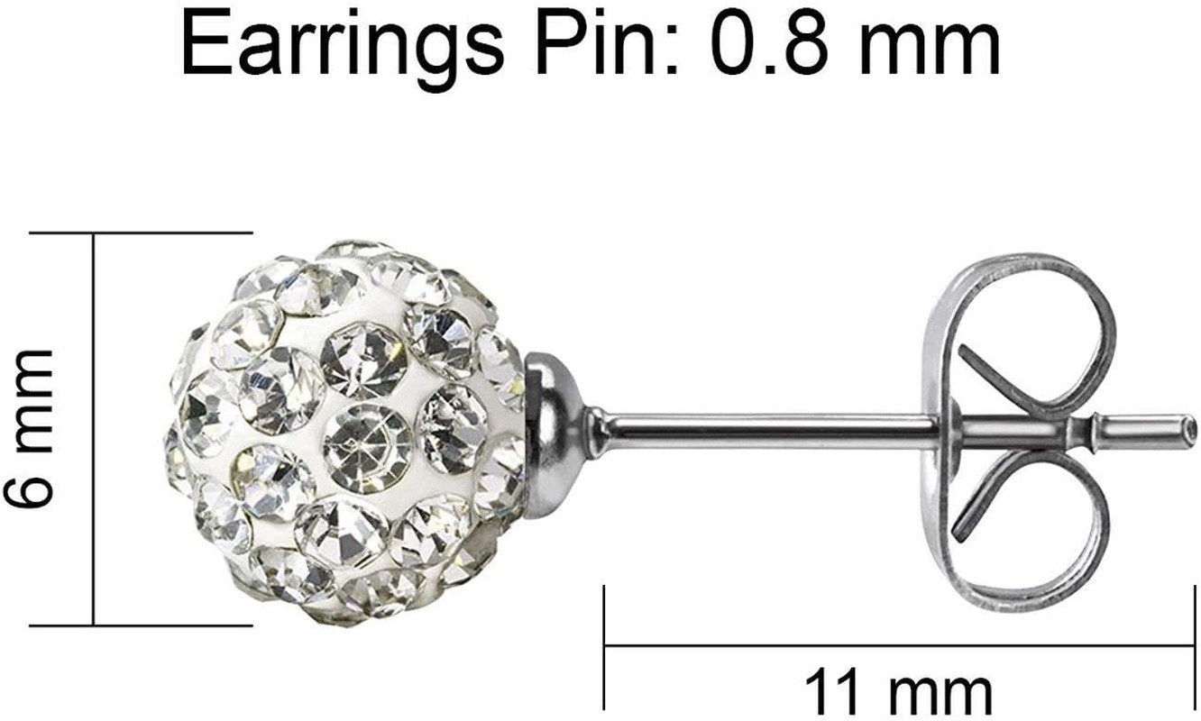 Rhinestones Crystal Ball Stud Earrings Set Fireball Disco Ball Pave Bead Earr…