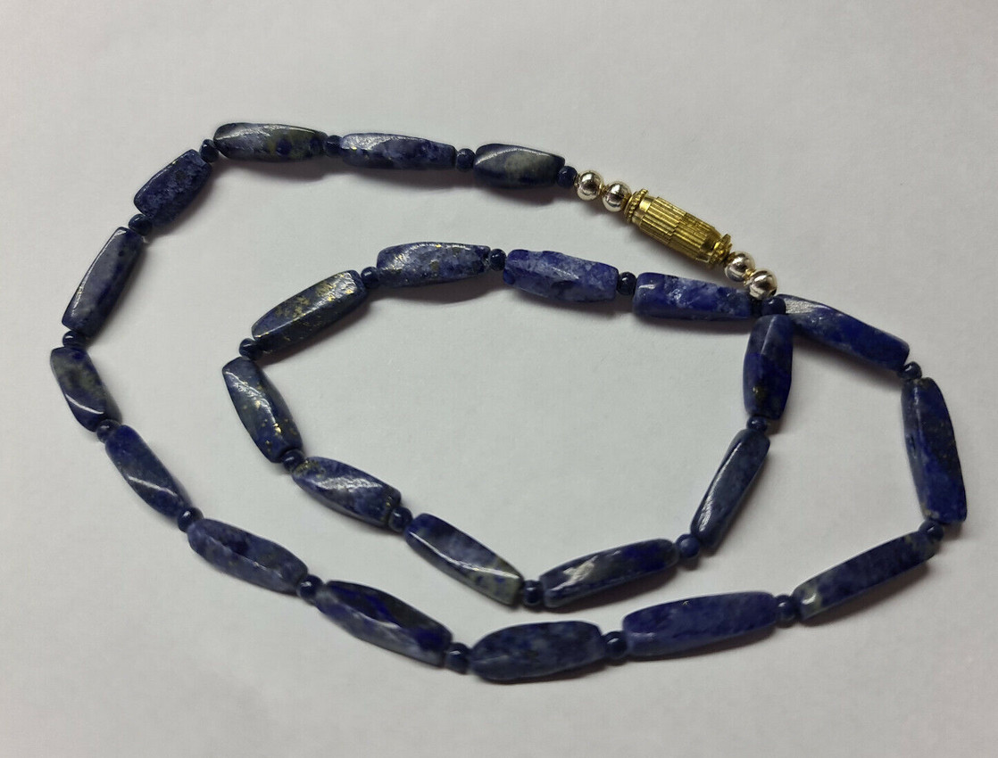 Elegant Lapis Lazuli Necklace Chain Gemstone 45cm