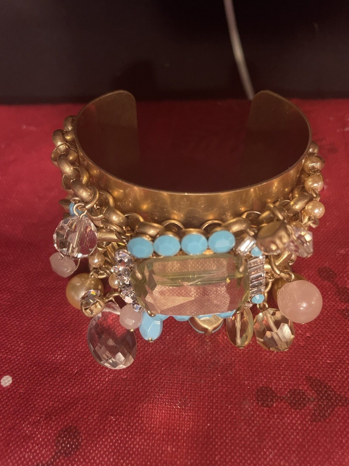 Bohemian CAROLEE GOLD TONE/GOLD CHAIN W/ BEADED CHARM CUFF BRACELET- JL97
