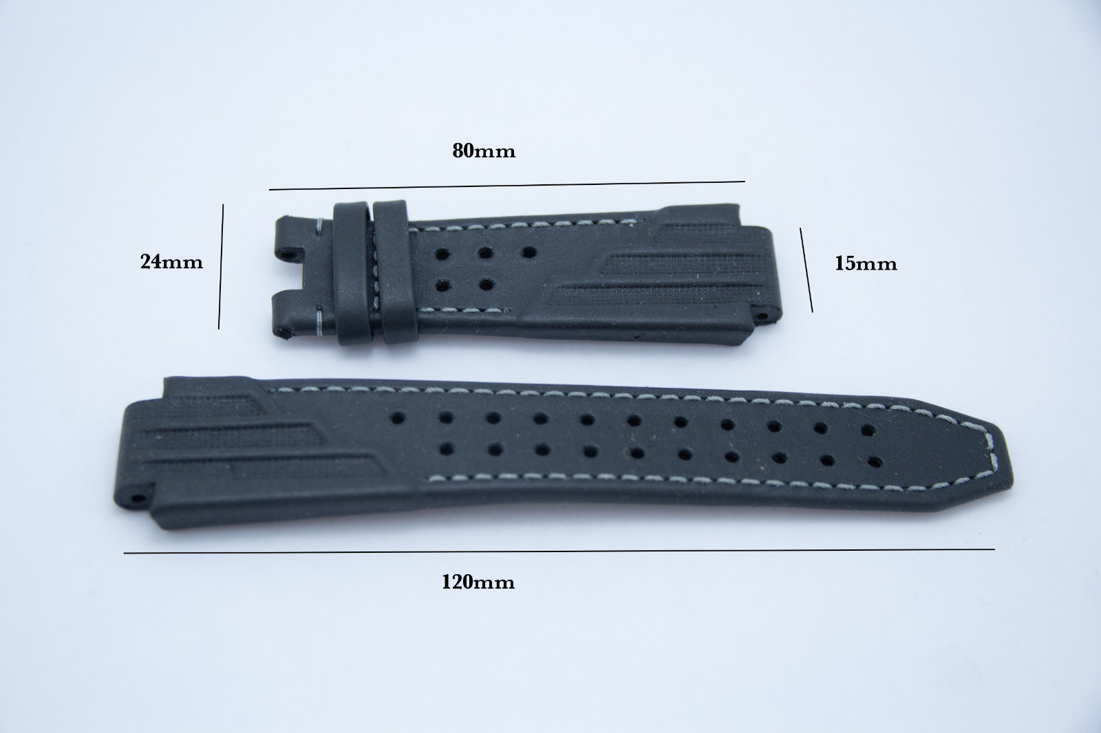 OEM AQUANAUTIC 24/15mm Rubberized Calf Skin Strap Red/Dark Gray No Buckle