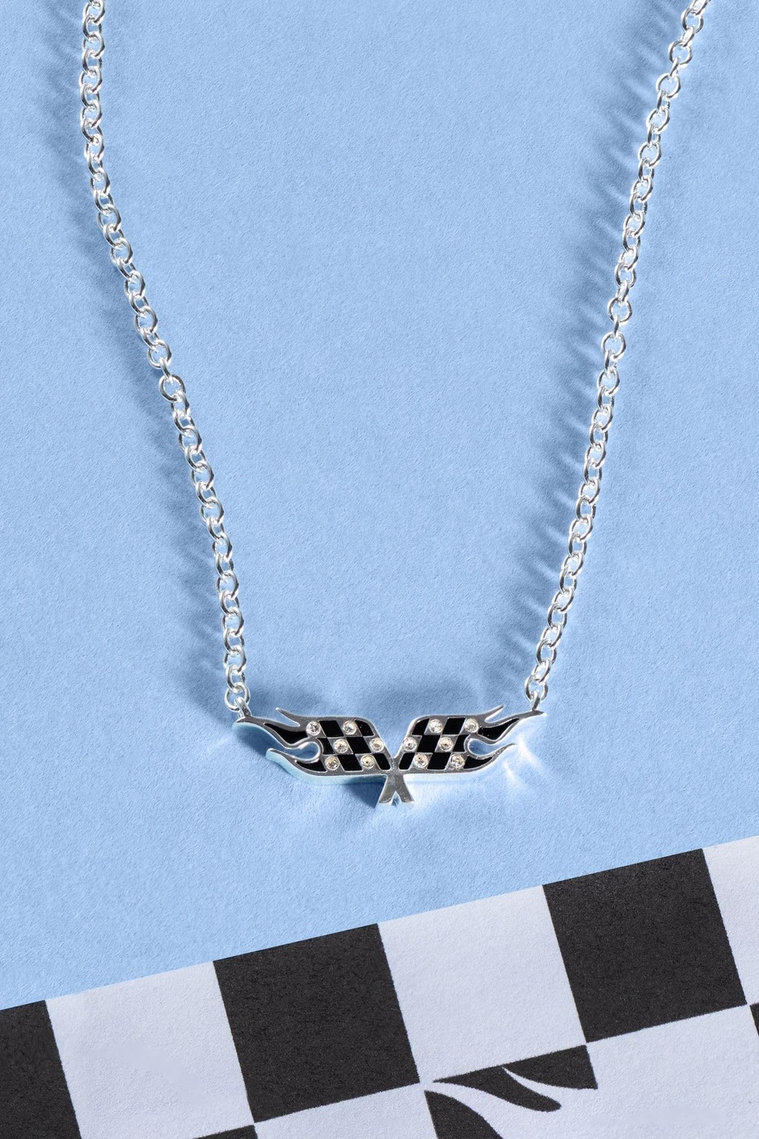 Alex and Ani Hot Wheels™ Checkered Flag Necklace – Car Necklace for Women, B…