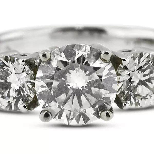 3-Stone Engagement Ring 14K Gold Classic 1.30 CT Round Lab-Grown Diamond D VS1