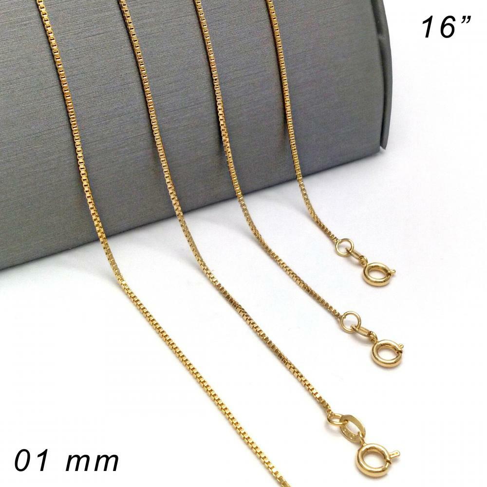 14K GOLD PLATED CHAIN BOX 15/16″ 1 MM WIDE WITH LOBSTER CLASP M402