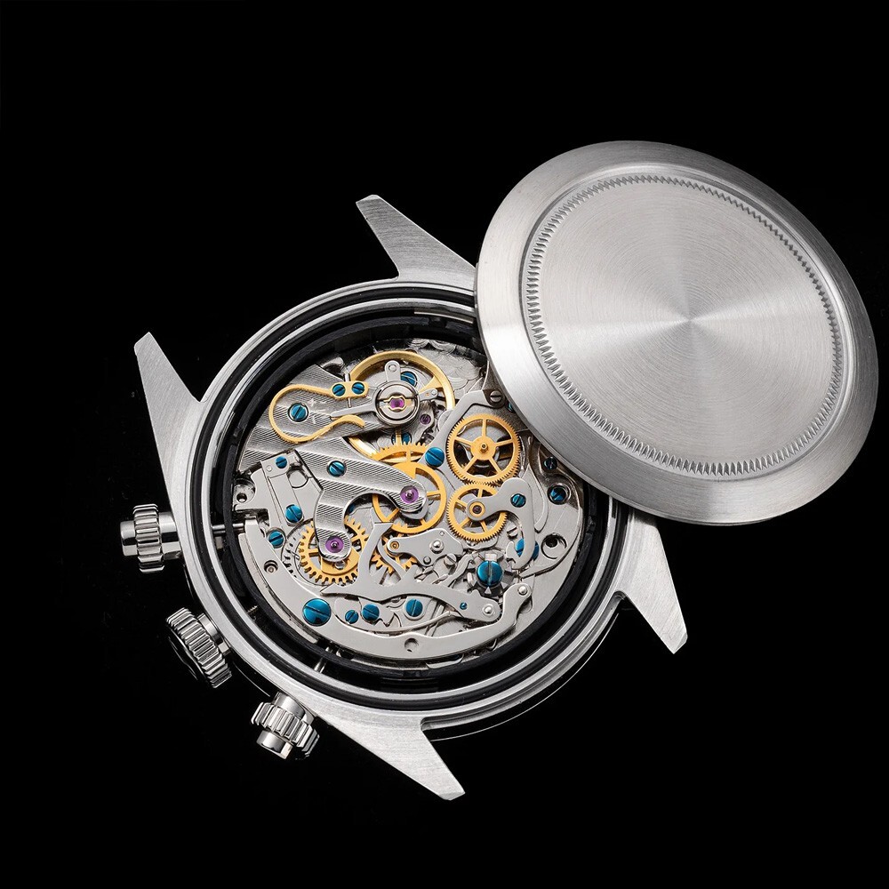 Sugess S457 Mechanical Chronograph Steel Black White Sapphire Men’s Watch