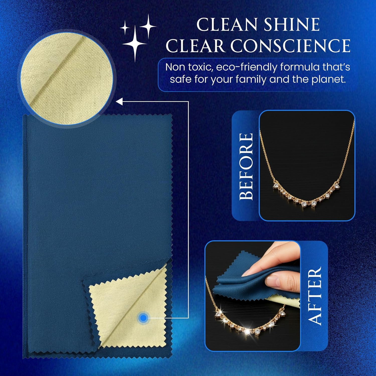 Jewelry Care Cloth Pre-Treated for Polishing Gold Silver and Platinum