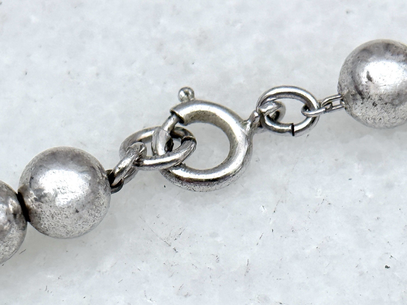 Vintage Sterling Silver With Rhodium Finish￼6mm Beads 16″ Necklace