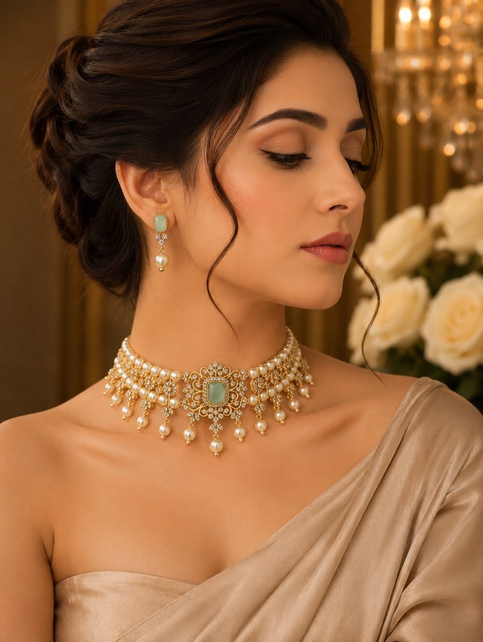 Necklace Set: Indian Wedding Jewelry, Gold Plated , Traditional jewelery