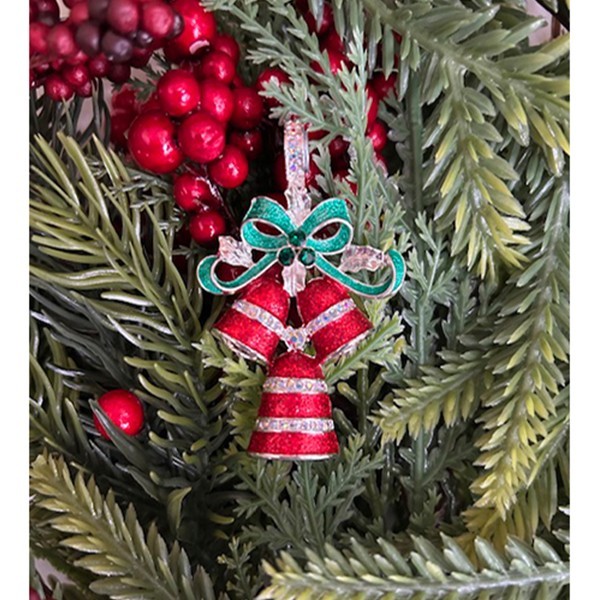 Kirks Folly Happy Holiday Jingle Bells & Bow Magnetic Enhancer Silvertone