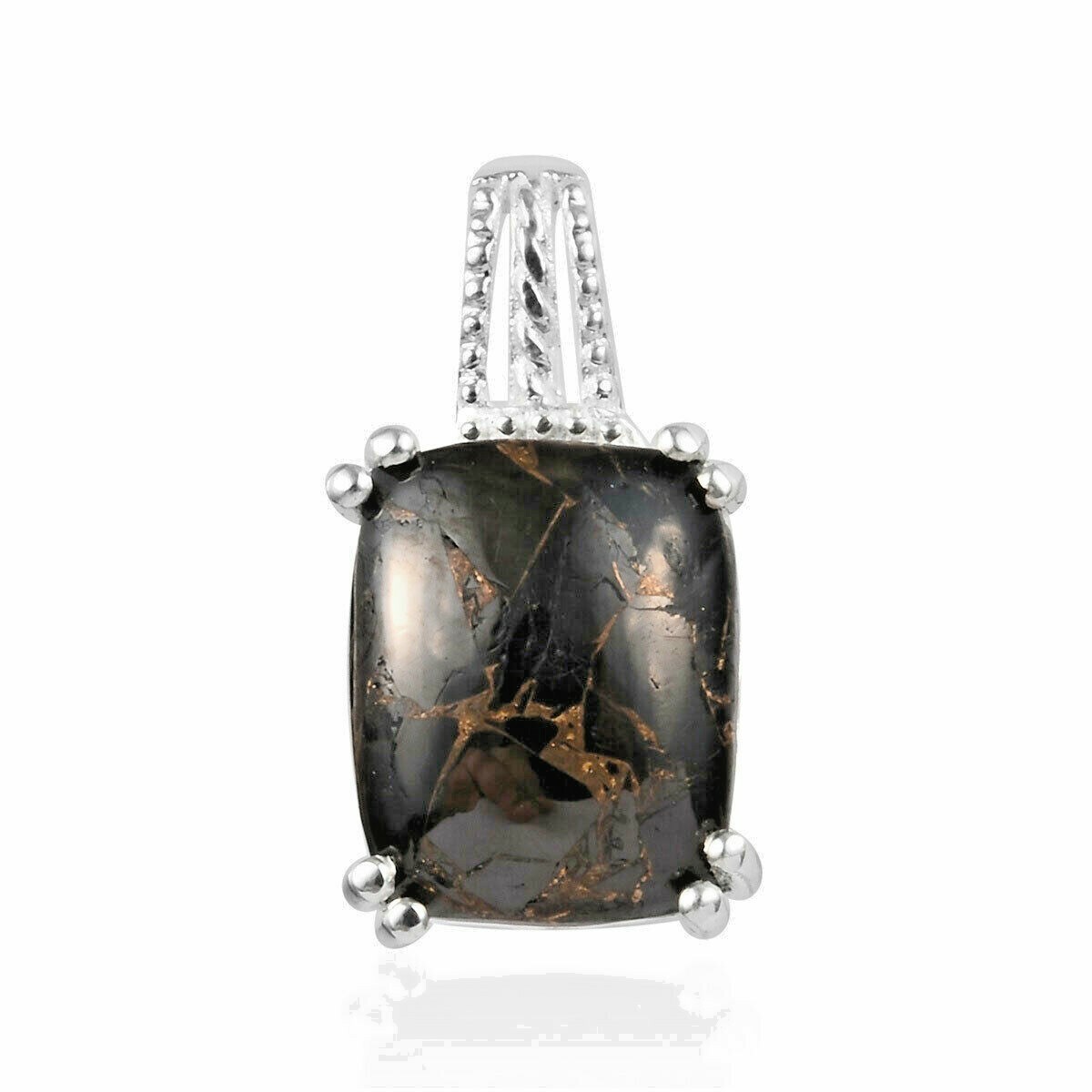 Matrix Silver Shungite Pendant in Sterling Silver 2.85 ctw