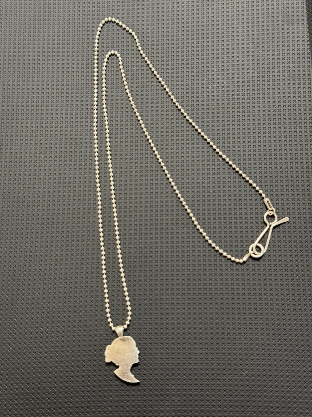 VTG MS Co. Sterling Silver Girl Face Necklace w/ Sterling Silver Chain 6 Grams