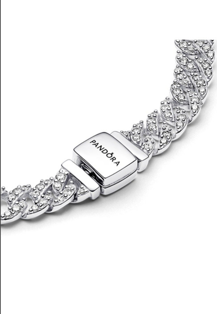 Pandora Timeless Pavé Cuban Chain Bracelet 593008C01-18 Size 18cm/7.1in