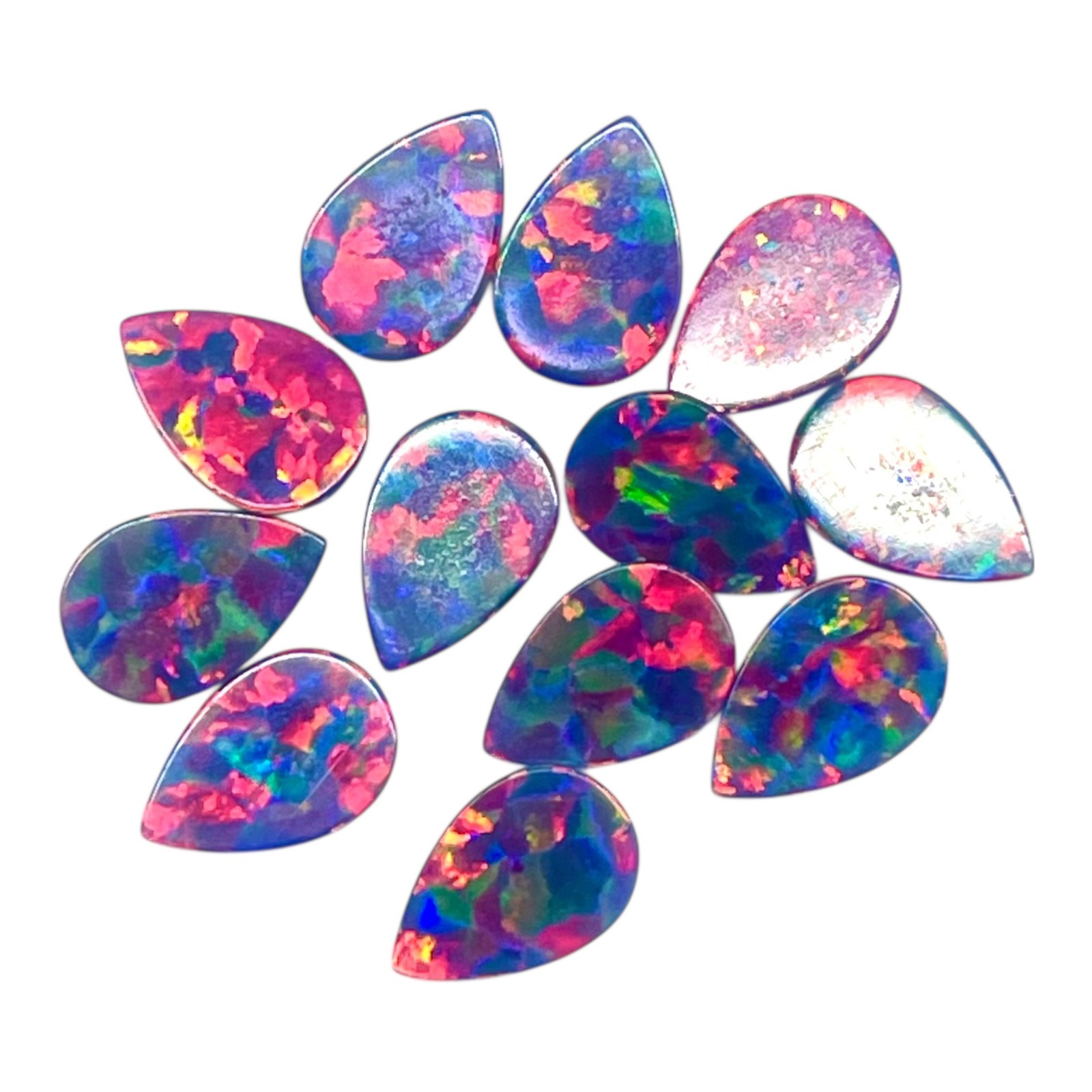 9 Pcs Australian Black Opal 6x4mm Pear AAA Quality Lab Created Gemstones Lot