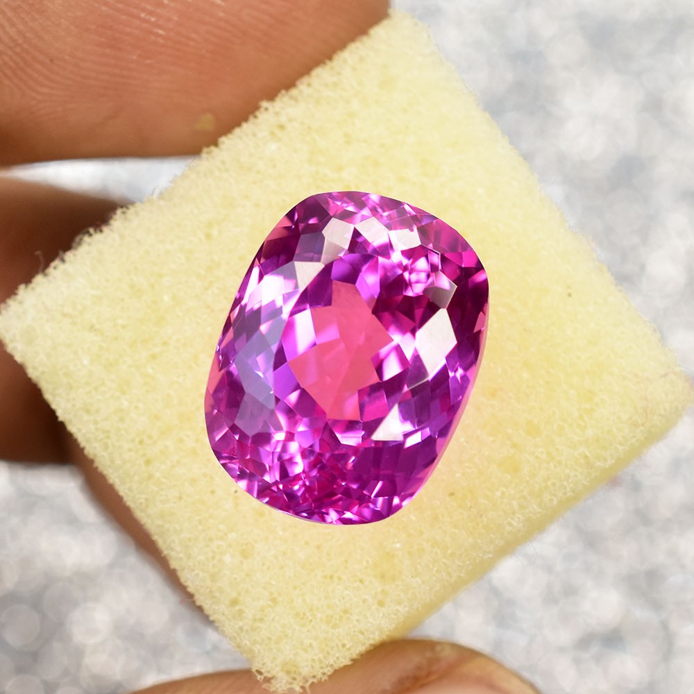 17.40 Ct NATURAL Pink Sapphire Unique Cushion Cut CERTIFIED Loose Gemstone