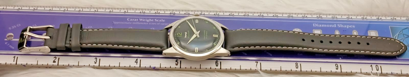 HMT Pilot Vintage Mechanical Watch Black Dial Green Lume 17 Jewels India