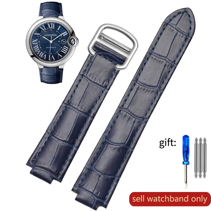 Genuine Leather Strap for Cartier Blue Balloon Men Women Vintage Soft