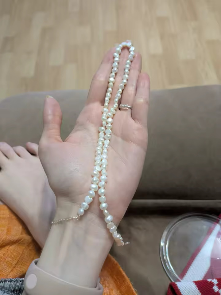 White Rice Pearl Beaded Choker Necklace 925 Silver 16 or 18 or 20 Inches