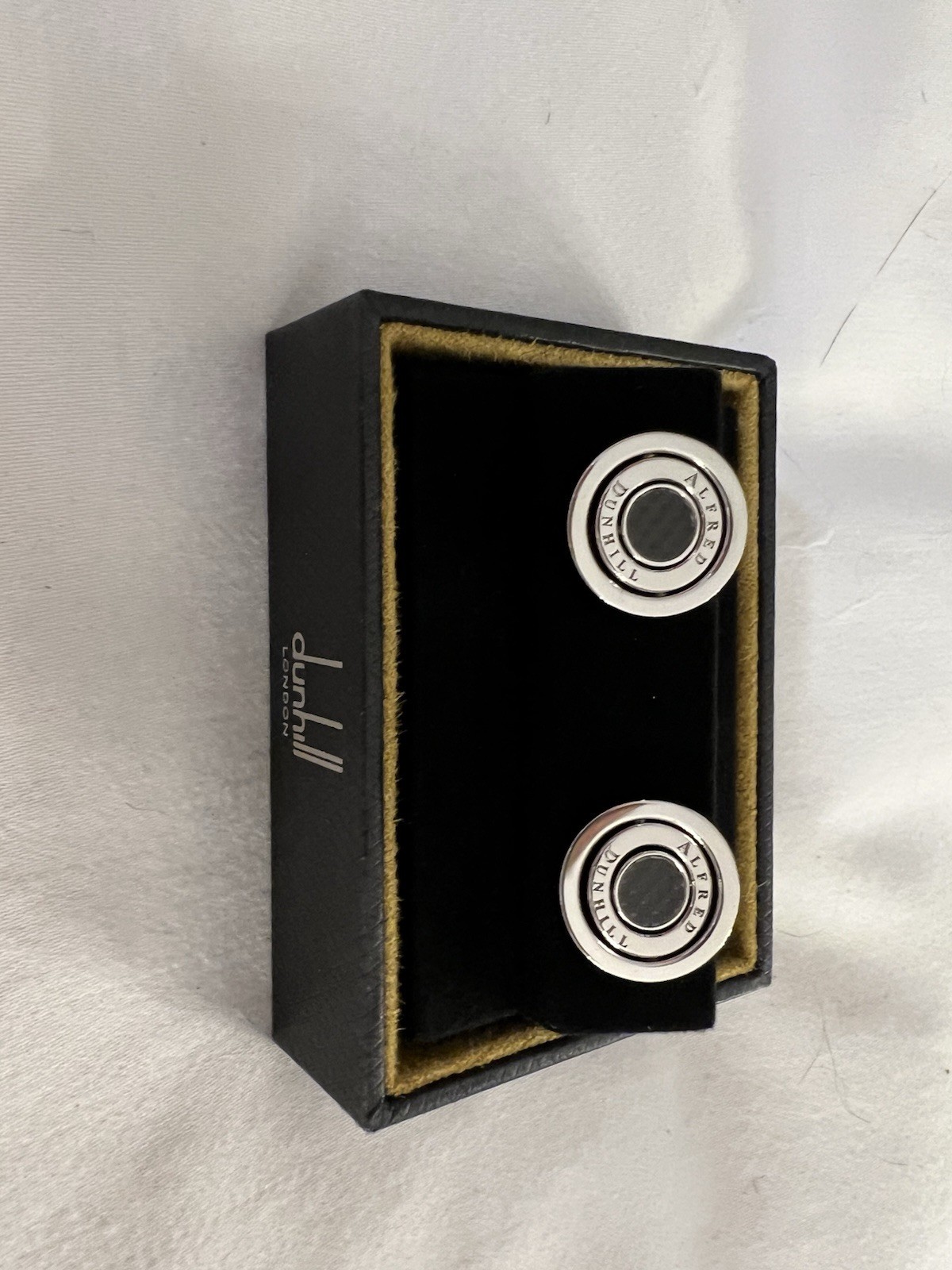 Dunhill Gyro Cufflinks – Carbon Fibre Insert | Brand New with Box & Tags