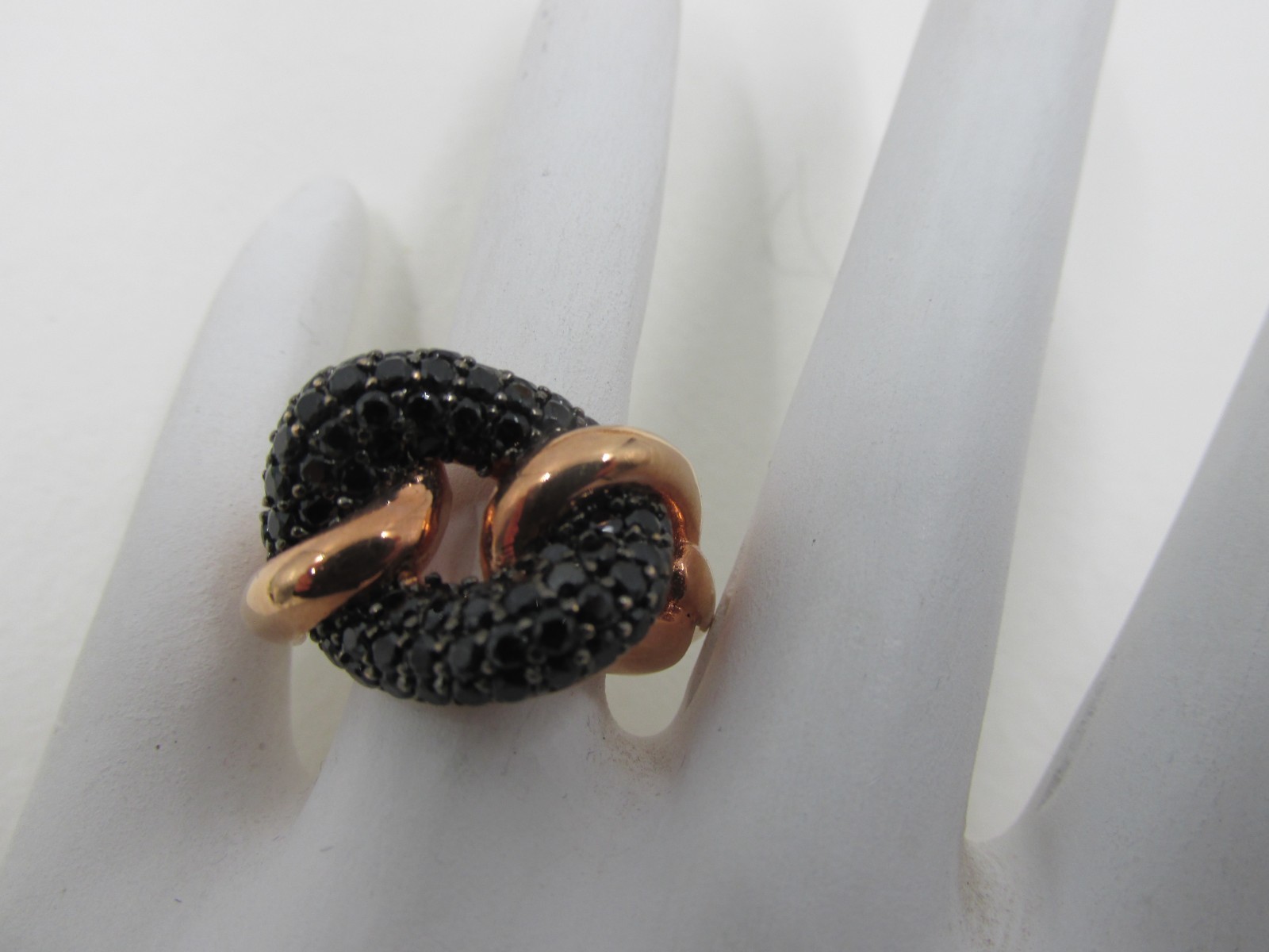Signed Milor Italy Bronze Black Spinel Gemstone Ring Size 8 Unique Design