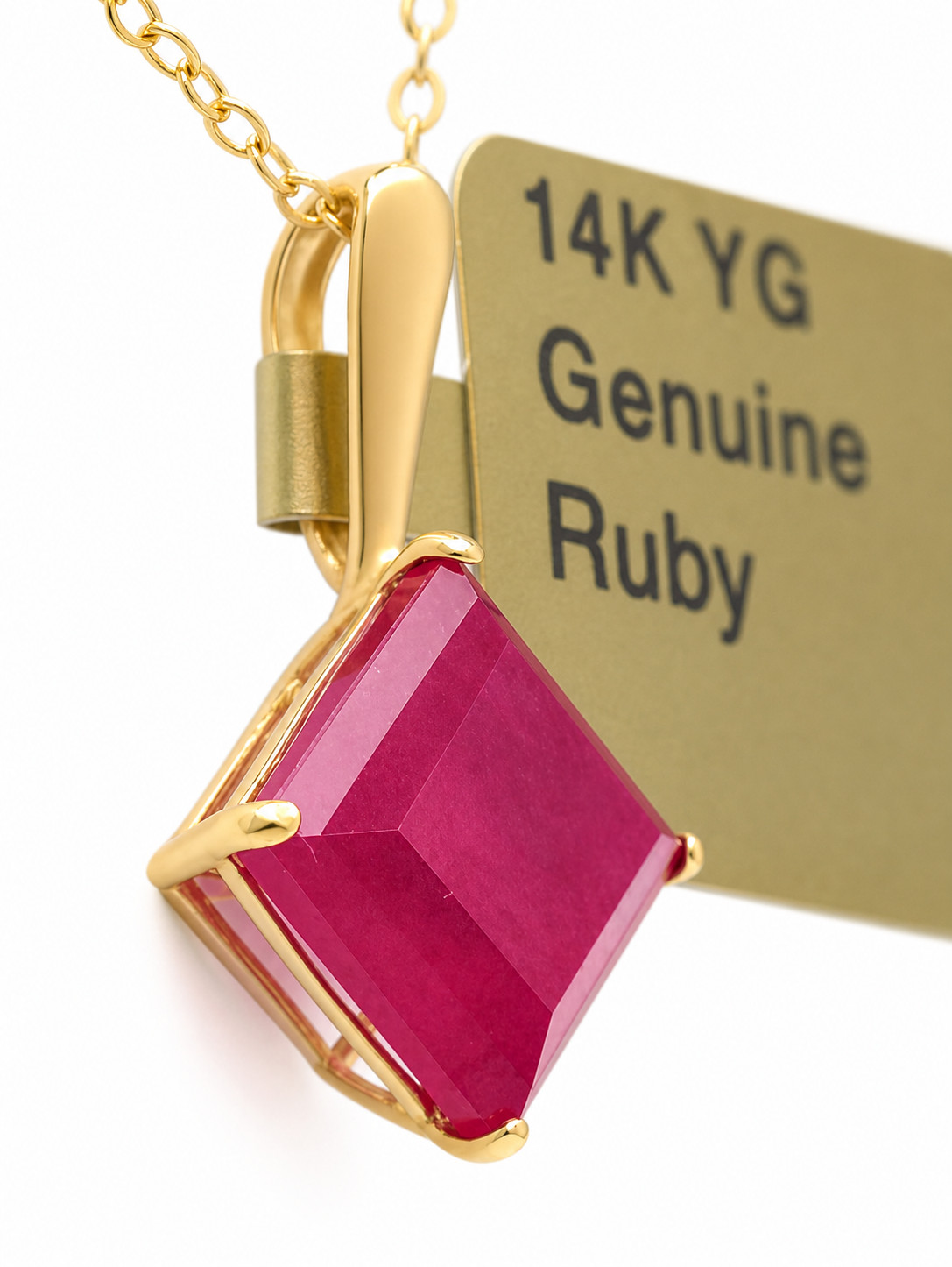 GENUINE 1.18 Cts RUBY PENDANT 14K SOLID YELLOW GOLD – Free Chain – NWT