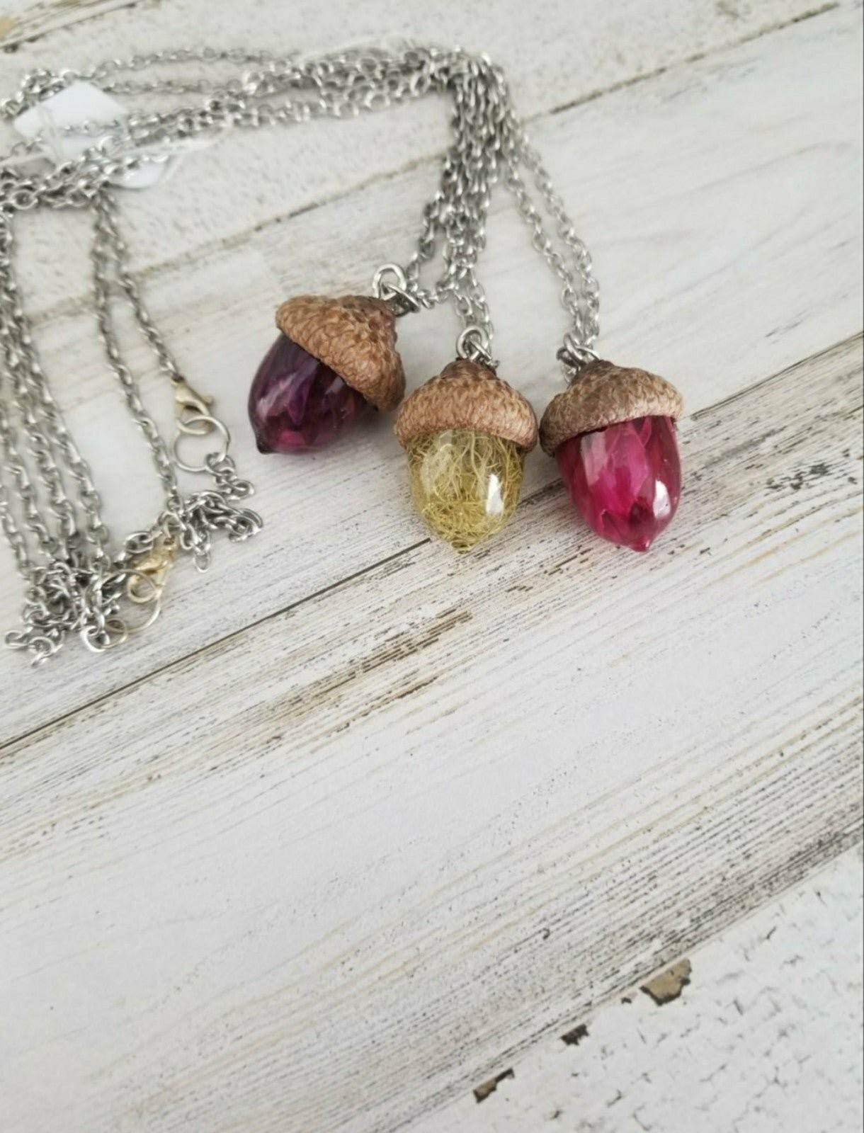 Acorn necklace nature plant boho hippie jewelry tree love gift moss cute flower