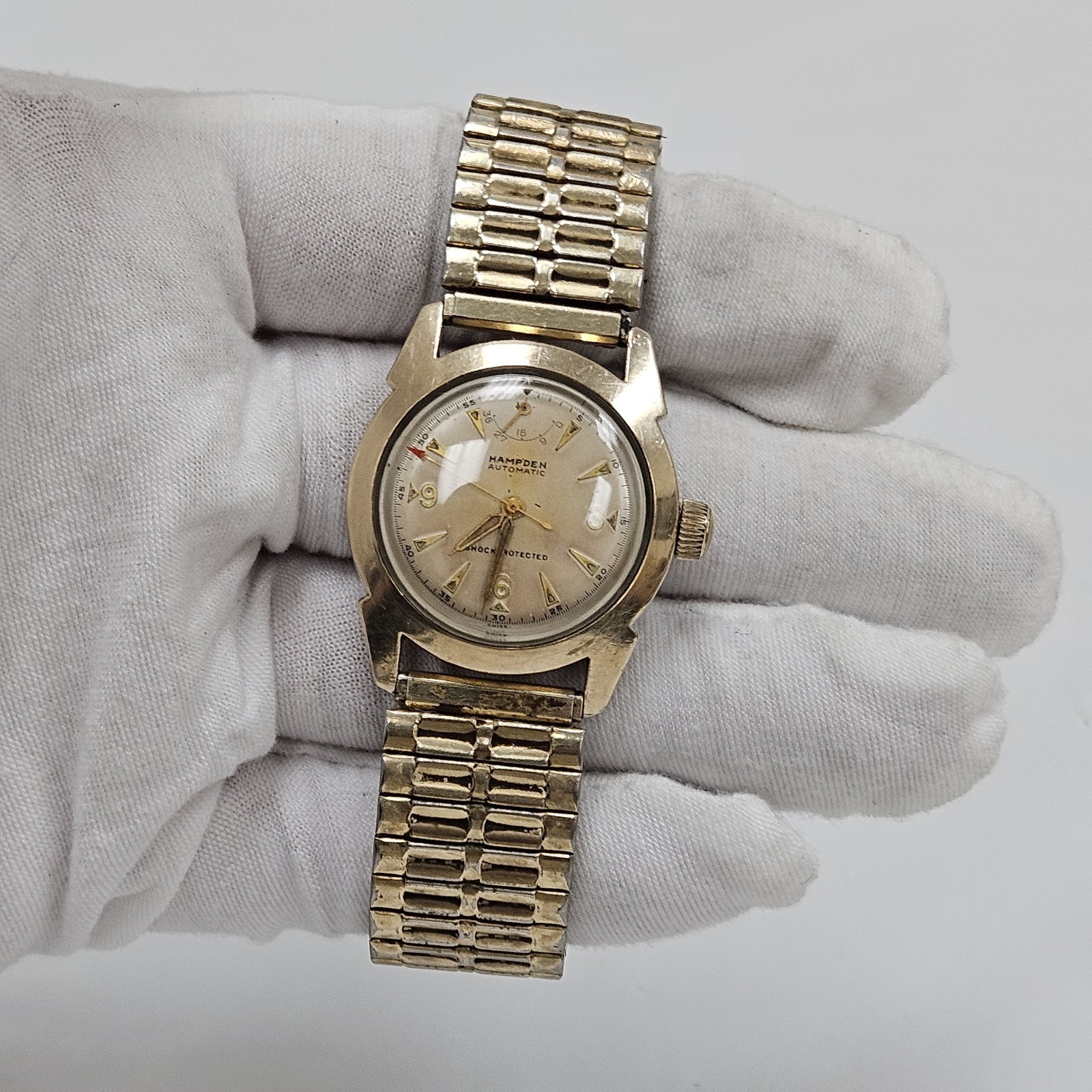 Vintage Hampden Automatic Power Reserve Indicator Mens Wrist Watch Rare AS-IS