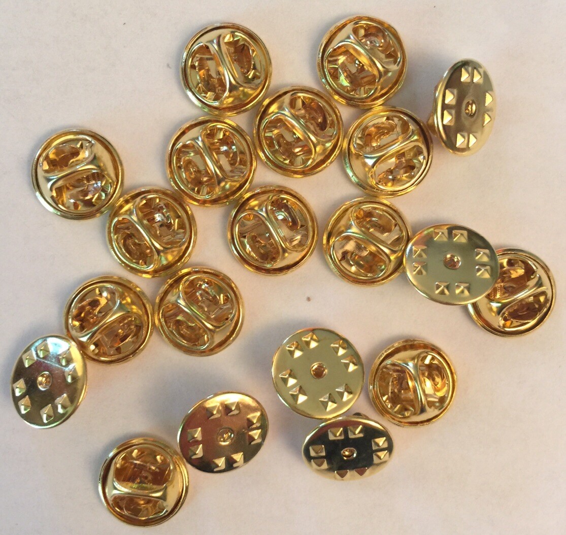 Brass Clutch Clasp Butterfly Military Pin Backs Guards Gold 20pk