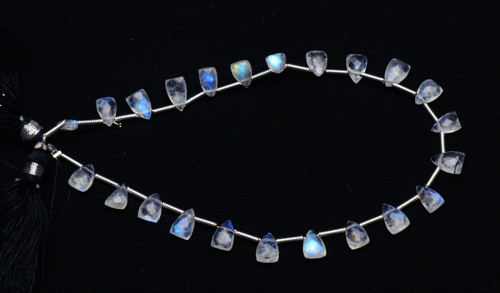 Blue Fire Rainbow Moonstone 7x5mm Size Faceted Fancy Shape Briolette Beads 8.5″