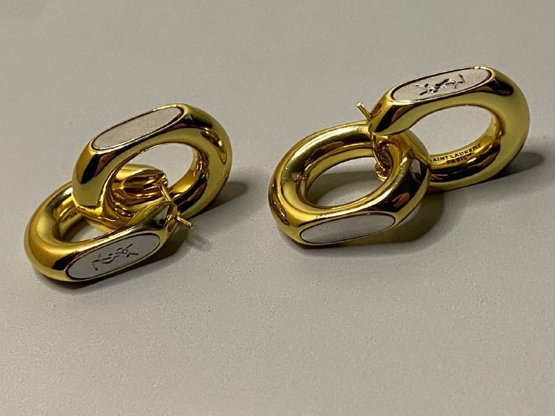 Yves Saint Laurent Gold Interlocking Link Earrings
