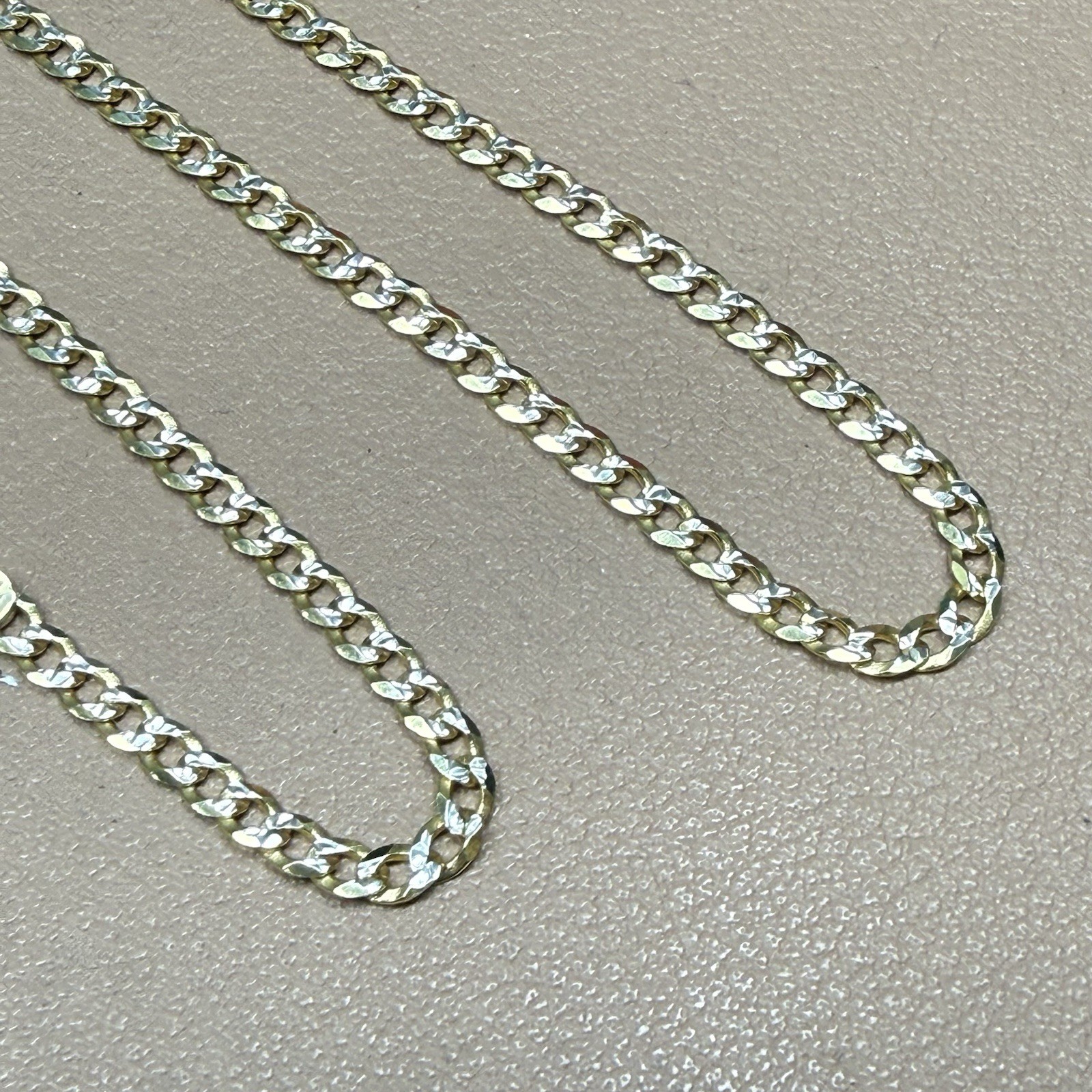 Curb Diamond Cut Chain Gold Plated Solid 925 Silver Two Tone ITALY 18” 2.7mm