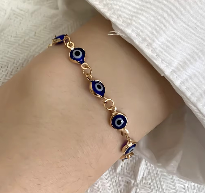 (2 Packs) Evil Eye Bracelet Pendant Charm Beads Blue Colorful Protection Lucky