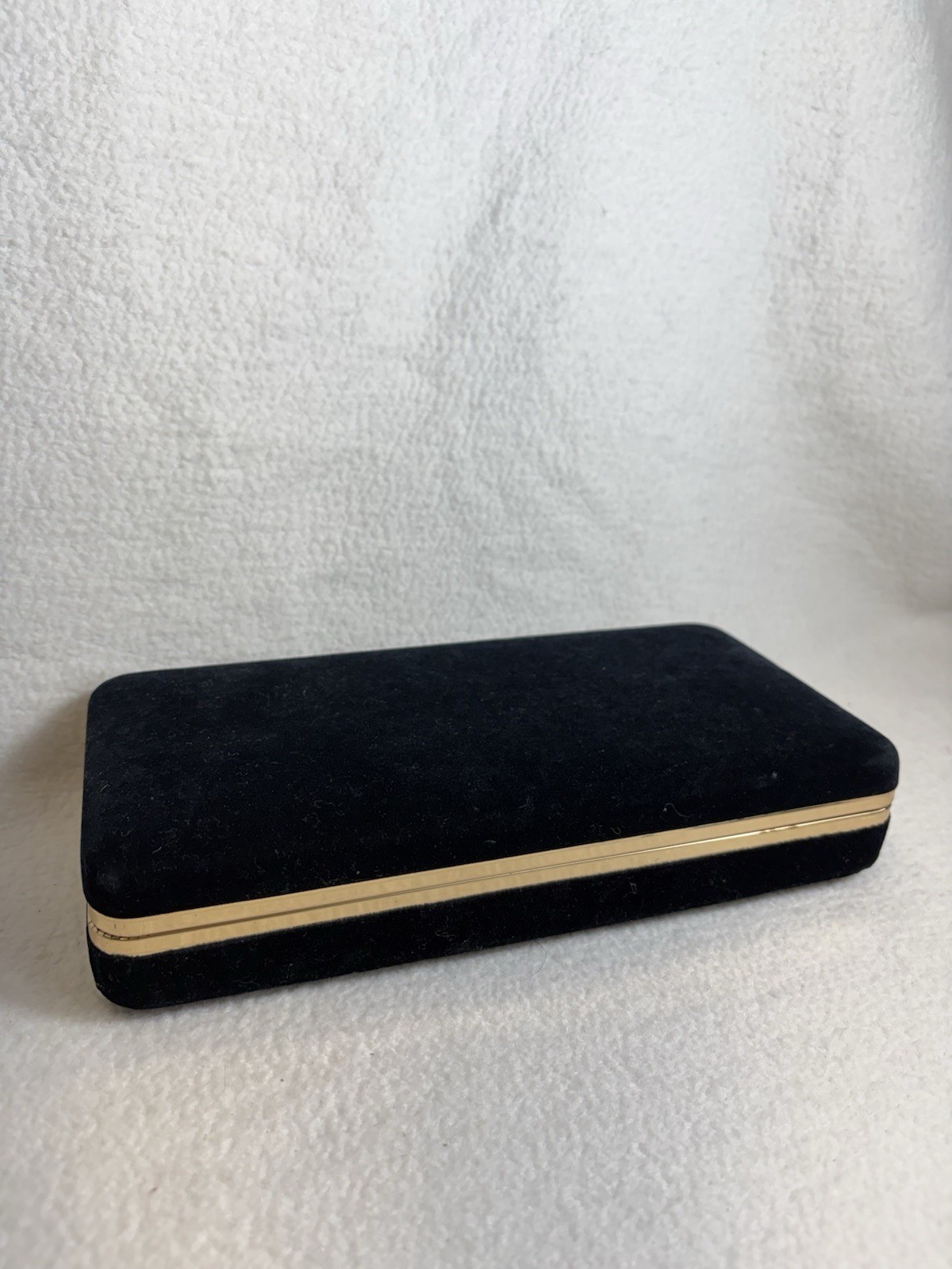 Vintage Black Velvet Jewelry Box Case Travel Organizer with Mirror 10” X 5”