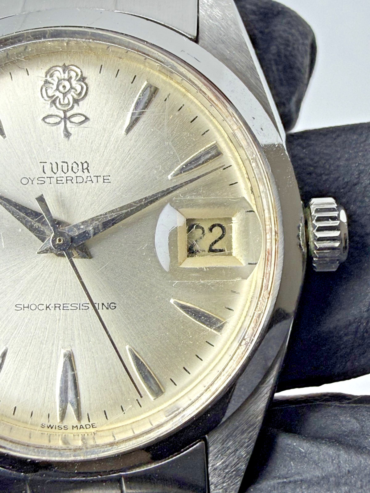 TUDOR Oyster Big Rose 7962 Manual Wind Silver Dial Vintage Watch