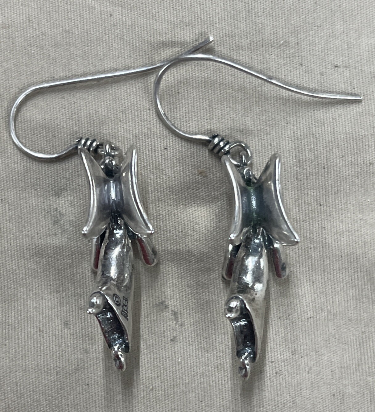 RETIRED James Avery Sterling Silver 925 3D Large Floating Angel Earrings