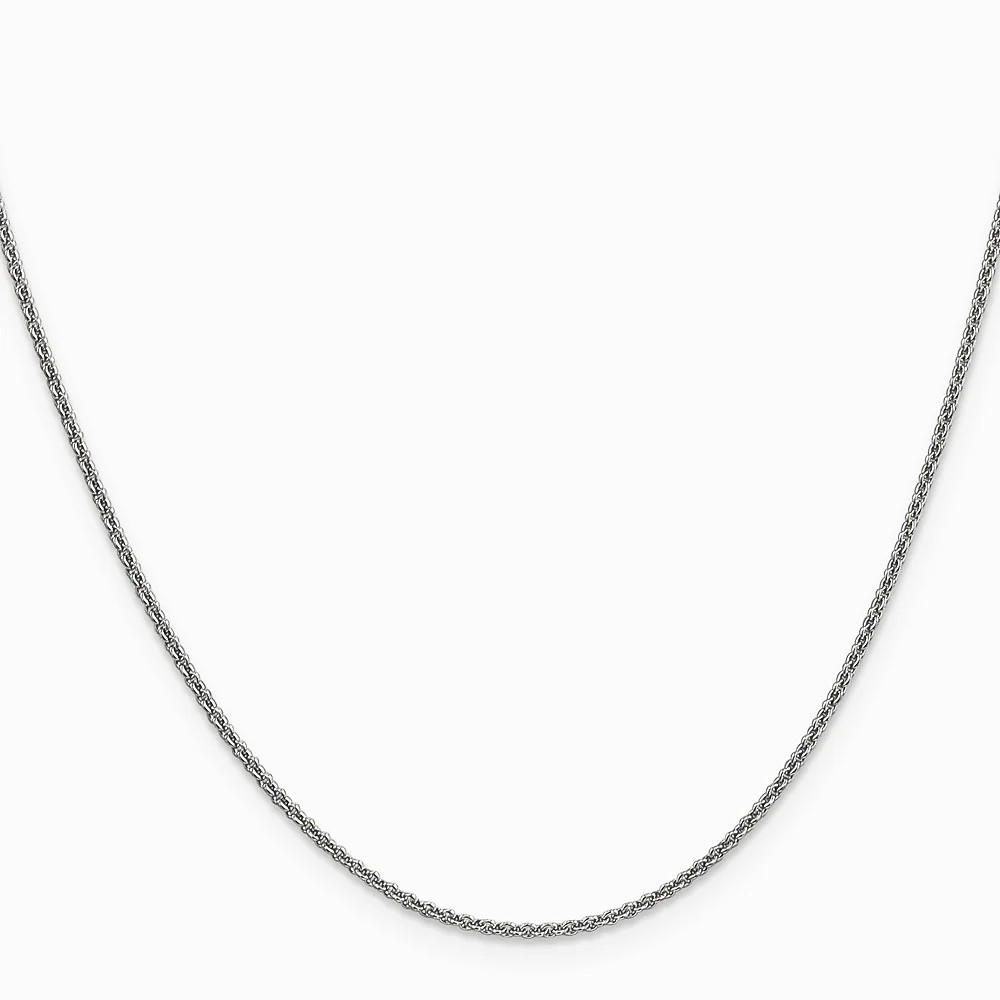 14K White Gold 1.4mm Round Cable Chain Necklace 16″-24″