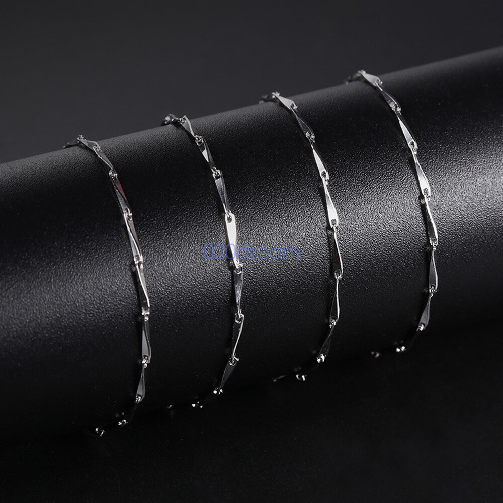 Real 925 Sterling Silver Necklace 0.8mm Triangle Chain 14-24″ Extend Adjust
